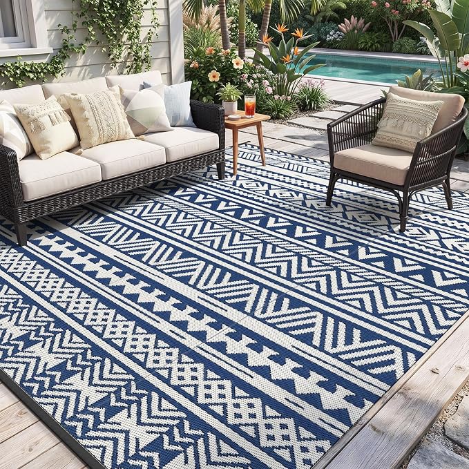 MontVoo Outdoor Rug 8x10 Waterproof Outdoor Patio Rug Mat Reverisble Plastic by MontVoo