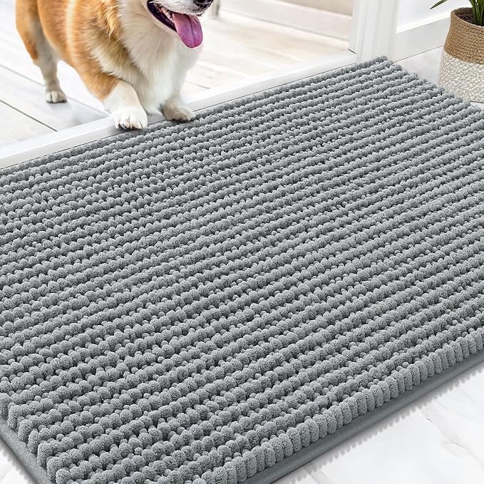OLANLY Dog Door Mat for Muddy Paws 34x21, Ultra Absorbent Chenille Mud Doormat by OLANLY