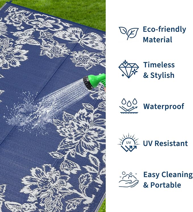 Garvee 5’x8’ Waterproof Patio Outdoor Rug, Outdoor Plastic Straw Rug - Image 3