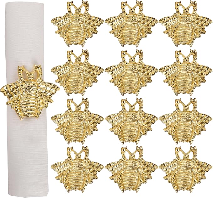 ALPHA Living HOME 12 Pcs Modern Bee Napkin Rings by ALPHALivingHOME