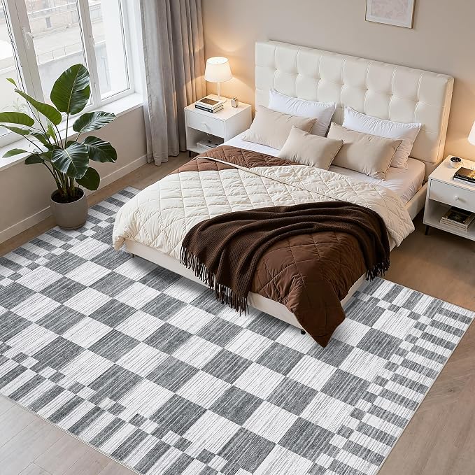GarveeHome Grey Checkered Rug 5×7 Area Rugs - Image 9