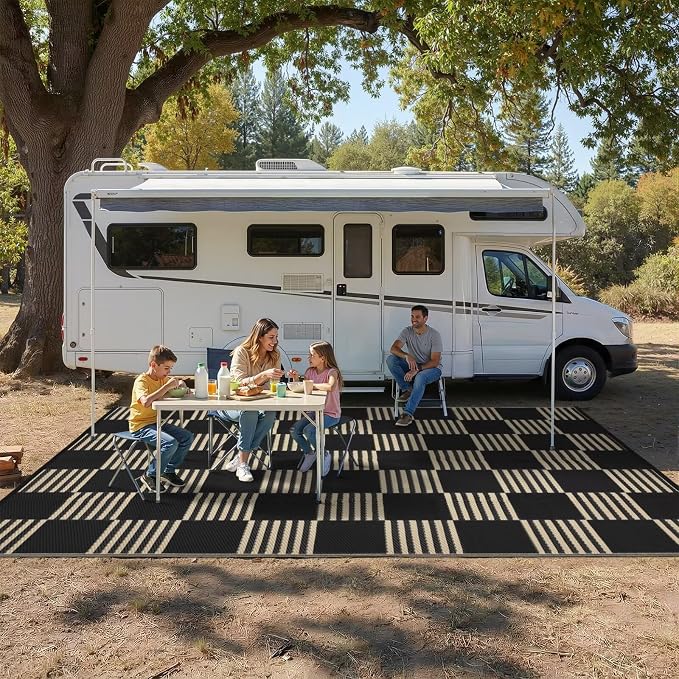 Garvee Waterproof Outdoor Rug 6x9, Checkered Foldable Plastic Straw Patio - Image 6