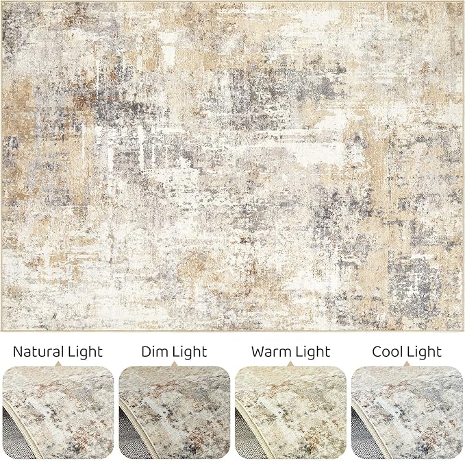 4x6 Rug Washable Area Rugs: Abstract Modern Soft Stain Resistant Indoor Floor - Image 9