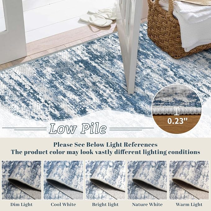Runners for Hallways Ultra Non-Slip 2x4 Washable Kitchen Rug Abstract Tear and - Image 5