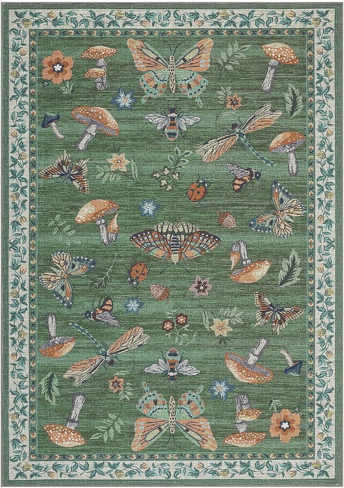 Mushroom Washable 8x10 Rug for Living Room Non Slip 8 x 10 Rug for Bedroom - Image 5