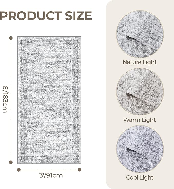 3x6 Runner Rug Non Slip, Thin Entryway Washable Rug - Image 2