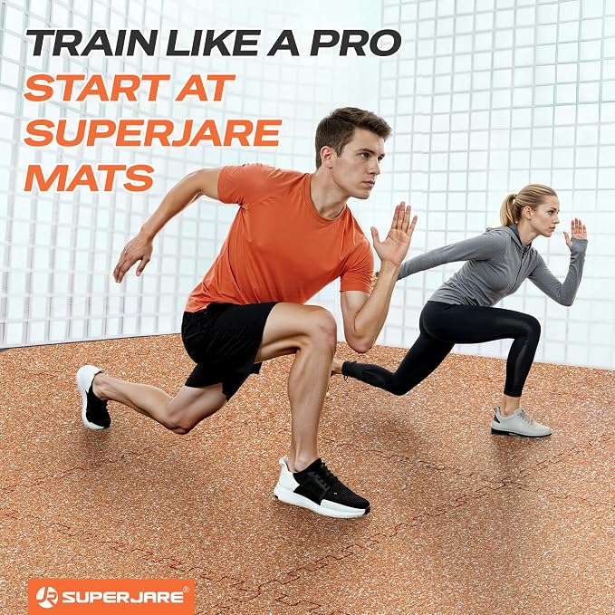 SUPERJARE 0.56'' Thick 6 Pcs 24 Sq Ft Rubber Top Exercise Equipment Mats - Image 3