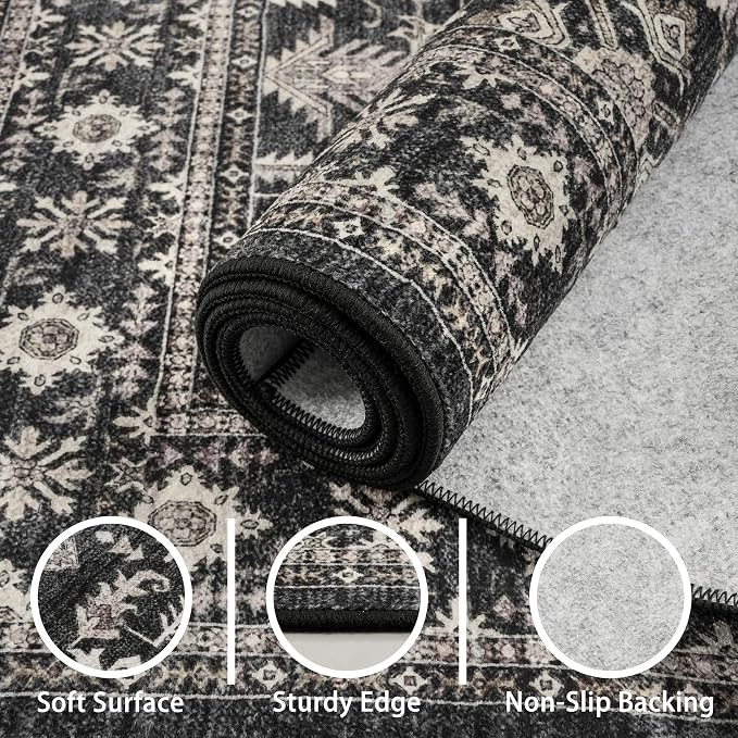 Dark Grey Washable 8ft Long Runners - Image 4