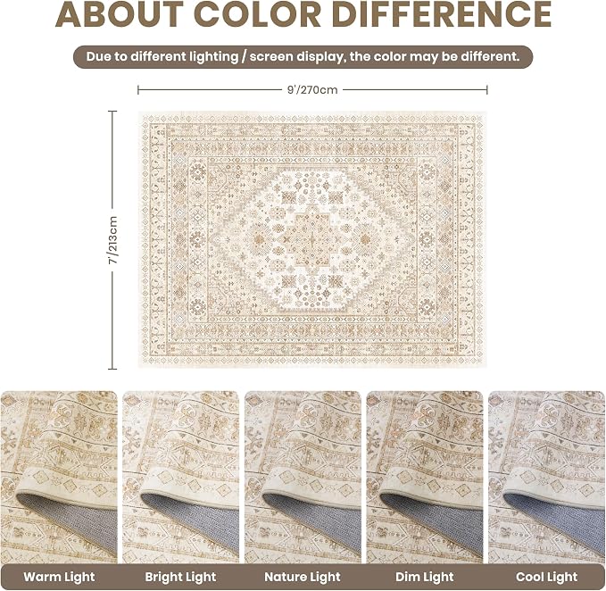 zesthome 7x9 Area Rug, Super Soft Washable Rugs - Image 2