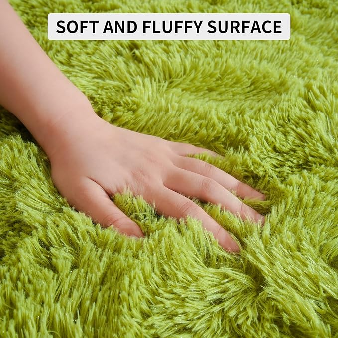 Tepook Fluffy Grass Green Rugs for Living Room Bedroom, 6x9 Soft Area Rug Moss - Image 6