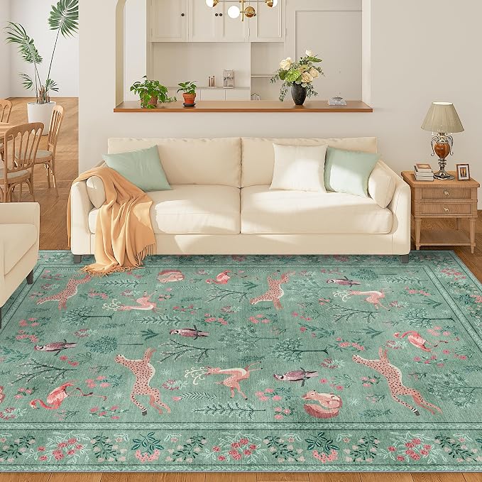 DUKINO 6x9 Rug, Washable Animal Living Room Rug - Image 4