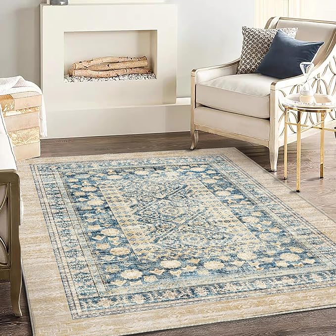 CHAMPLANT Washable Area Rug 3'x5' Vintage Traditional Floor Cover Foldable Thin - Image 2