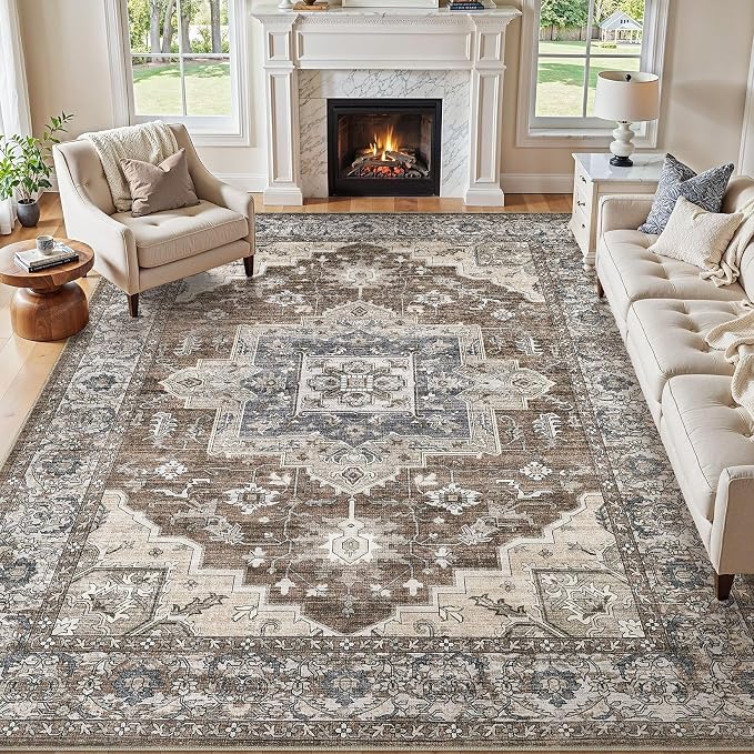 6x9 Area Rugs Living Room: Washable Vintage Rug Large Non-Slip Stain Resistant by JessibouAreaRug