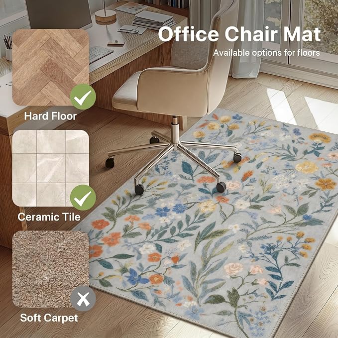 48"x60" Office Chair Mat for Hardwood Tile Floor, Under Desk Carpet Protector - Image 3