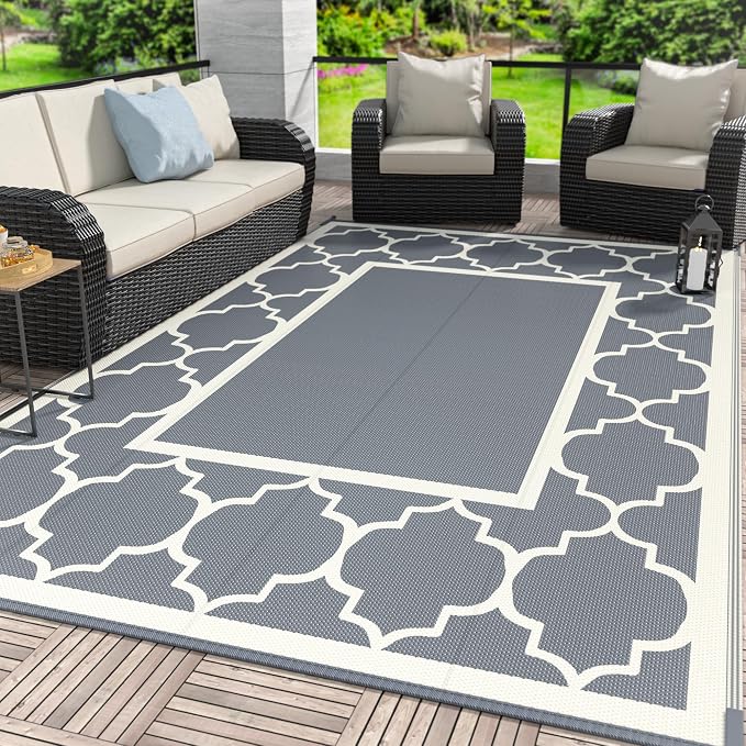 GENIMO 5 ' x 8 ' Outdoor Rug for Patio, Waterproof Indoor Outdoor Plastic Straw by GENIMO