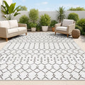 JONATHAN Y Moroccan Geometric Indoor Outdoor Area Rug 3X5 Cream/Black, Ourika by JONATHANY