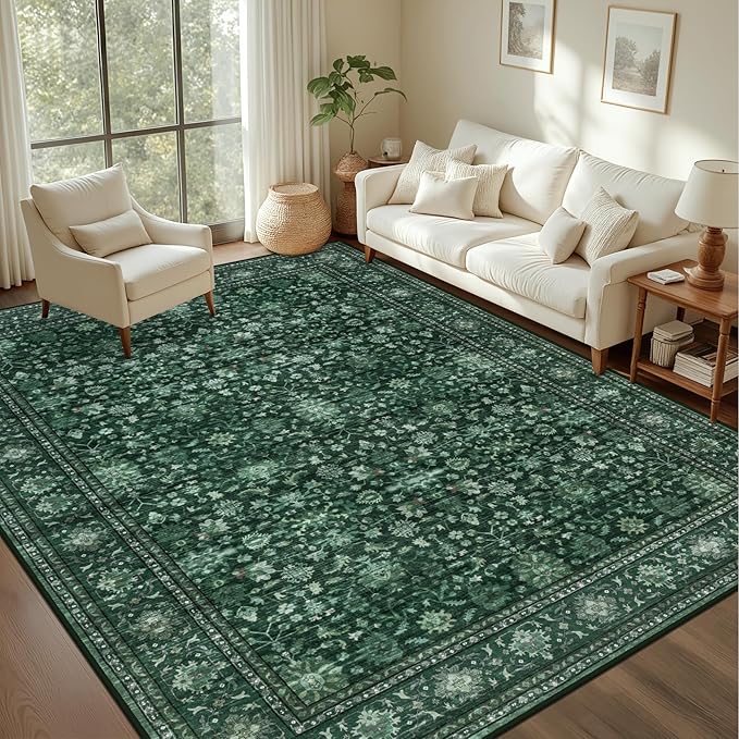 4x6 Area Rugs for Living Room: Washable Rug Soft Vintage Distressed Floral by EXPEDIX