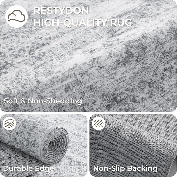 4x12 Runner Rug for Hallway, Low-Pile Wide Runner for Entryway, Long Washable - Image 7