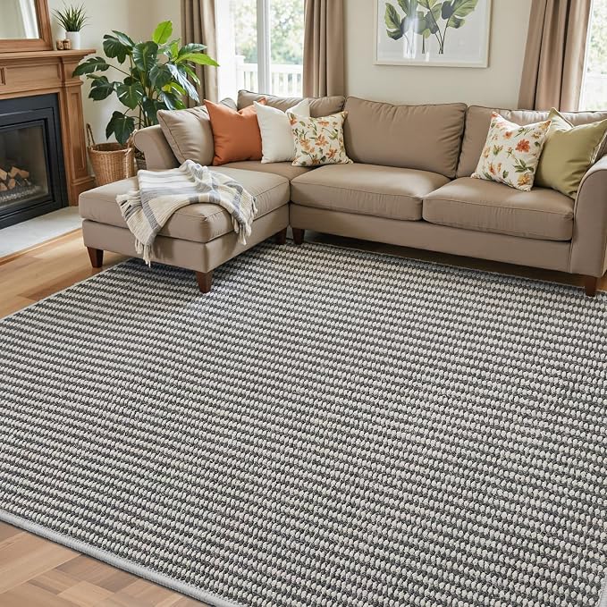 Faux Jute Area Rug 4'x6', Washable & Non-Slip, No Odor. Farmhouse Boho Style - Image 5