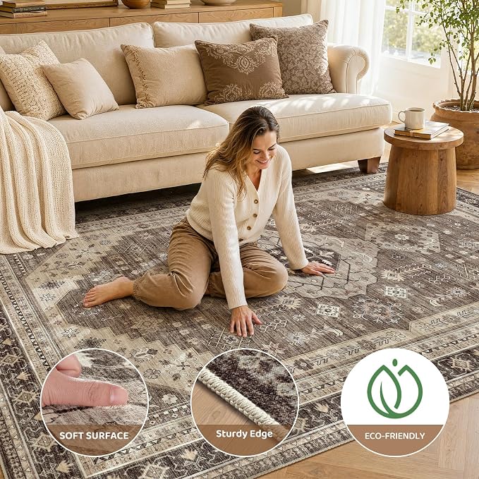 10x14 Washable Area Rug, Large Rugs - Image 3