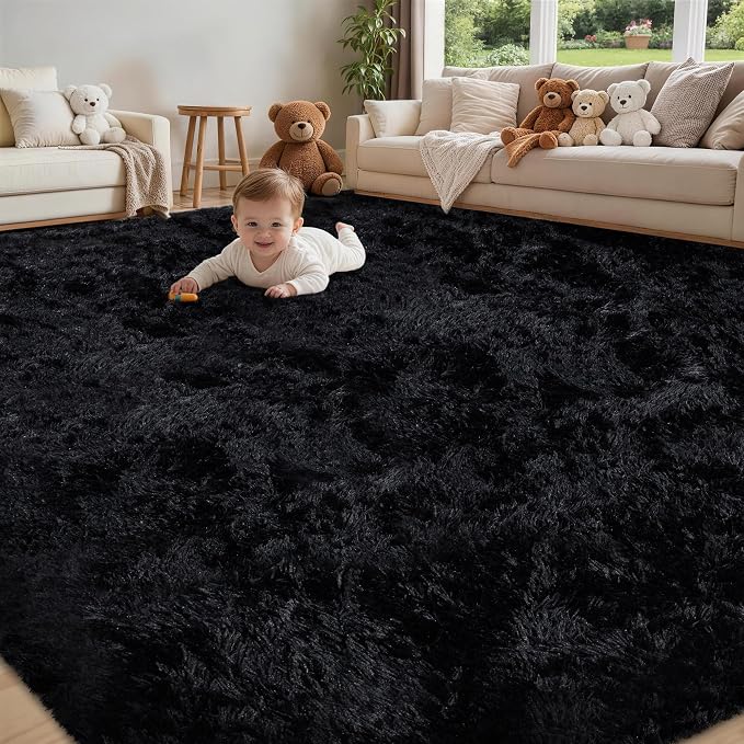 4x6 Area Rug for Living Room:Ultra Soft Fluffy Shag Black Rugs, Large Fuzzy by Unknown