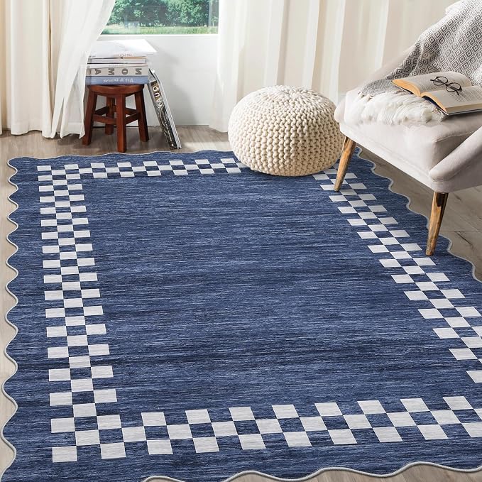 GarveeHome 8x10 Area Rug for Living Room Scalloped Washable Large Bedroom Rug by GarveeHome