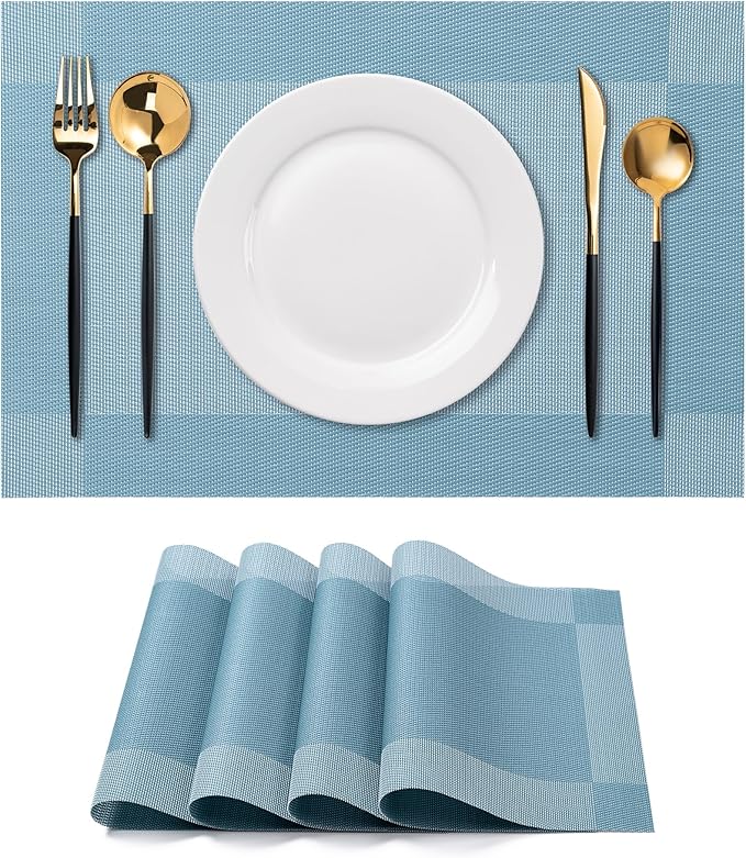 Placemats Set of 4 Washable Indoor | Outdoor Vinyl Place Mats by CADONO