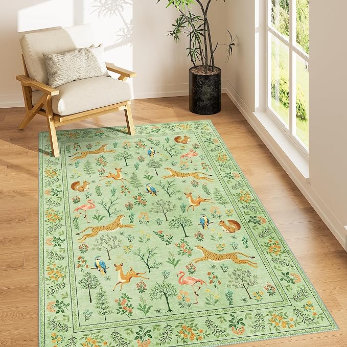 DUKINO 4x6 Rug, Washable Animal Area Rug by DUKINO