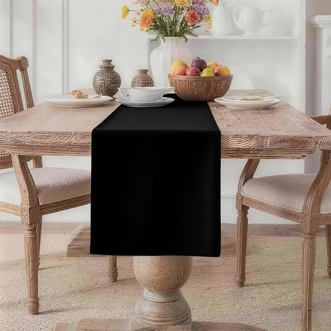 MEANMOY Black Table Runner 36 Inches Long Waterproof Washable Table Runners | by MEANMOY
