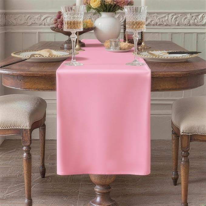 Pink Table Runner, Waterproof Washable Runners 36 Inches Long | Reusable 12x36 by KAIPHO