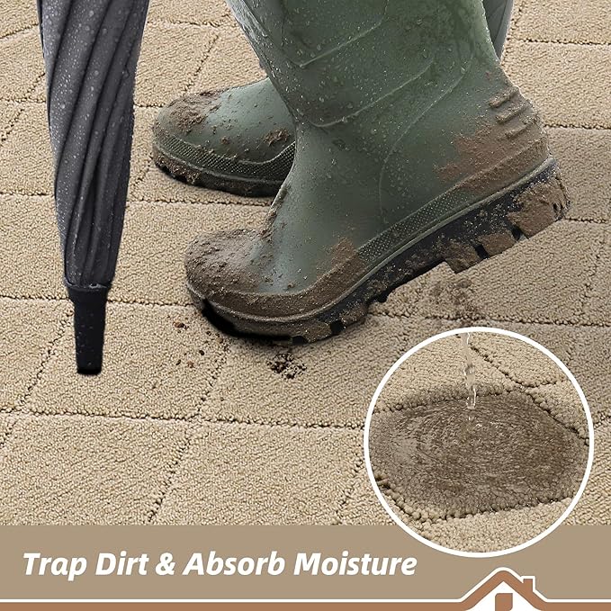 BEQHAUSE Dirt Trapper Door Mat 24" x 36", Doormat Non-Slip Entryway Rugs - Image 3