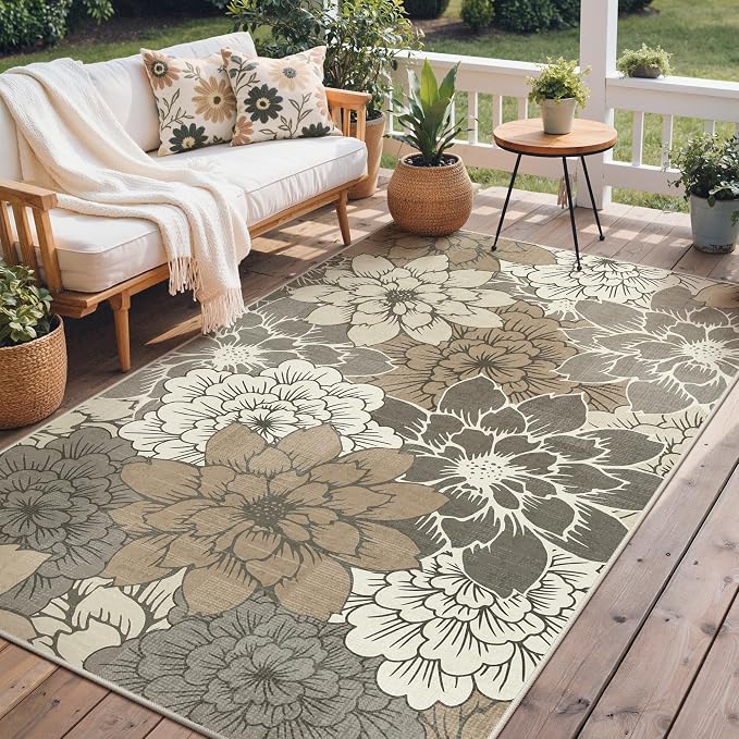 GENIMO Indoor Outdoor Area Rug 4'x6', Machine Washable Rugs by GENIMO
