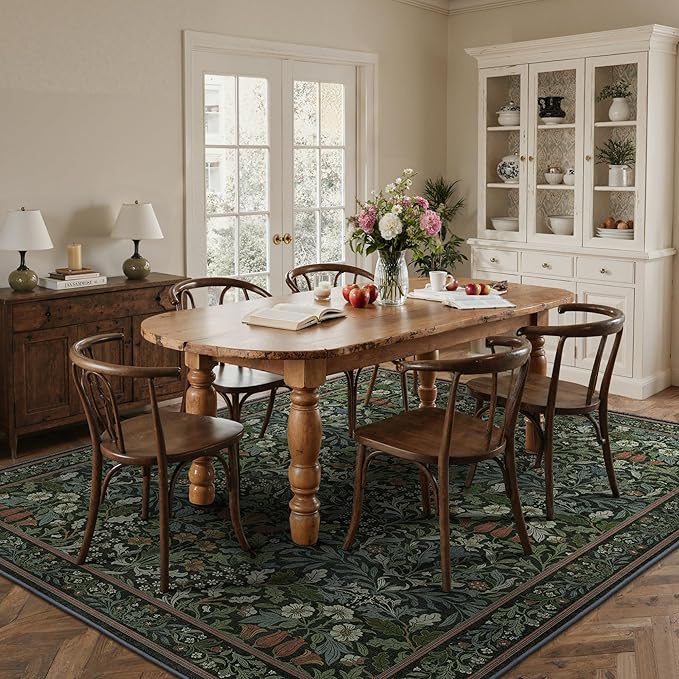 GENIMO Washable 10x12 Area Rug, Vintage Boho Floral Carpet, Soft Low-Pile - Image 4