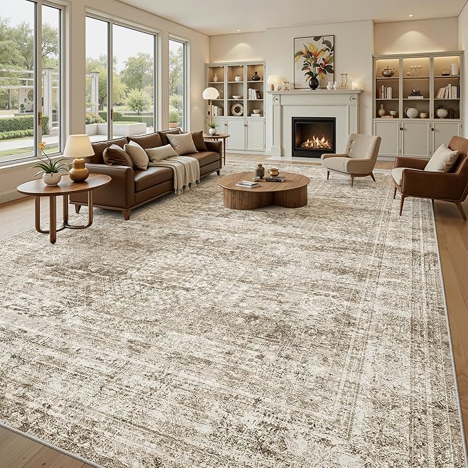Soalmost 10x14 Area Rugs for Living Room, Non Slip Machine Washable Vintage Rugs - Image 2