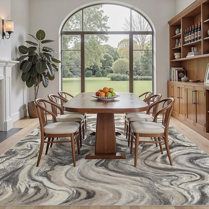 DMOYEST 9x12 Area Rug for Living Room:Washable Modern Neutral Abstract Rug - Image 5