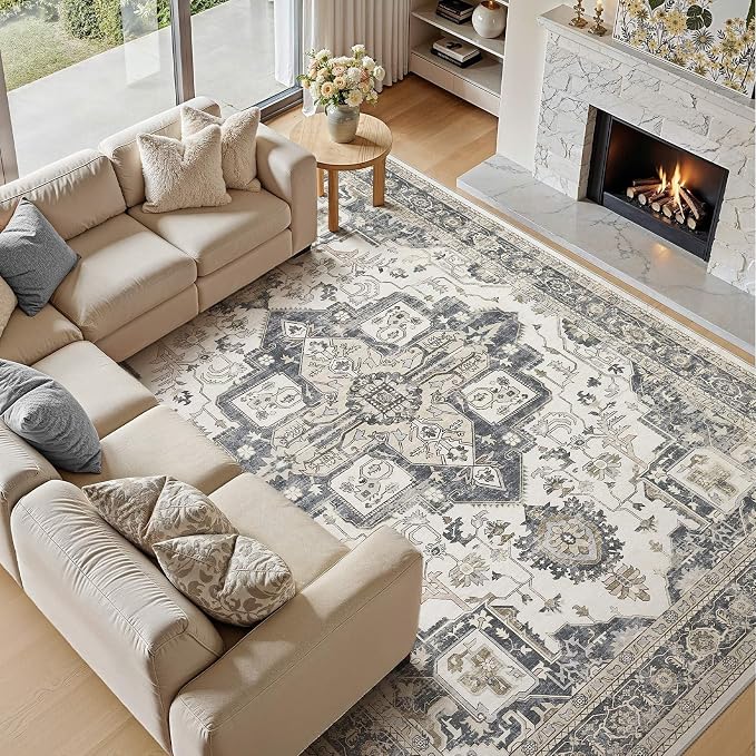 6x9 Washable Area Rugs for Living Room, Large Rug Non Slip Backing Vintage - Image 5