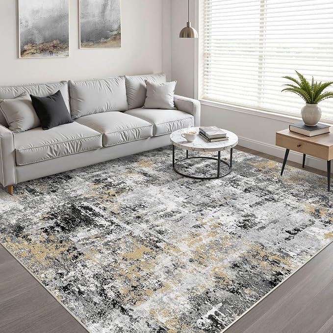 Area Rugs 9x12 Living Room: Washable Large Abstract Neutral Modern Soft Rugs - Image 5