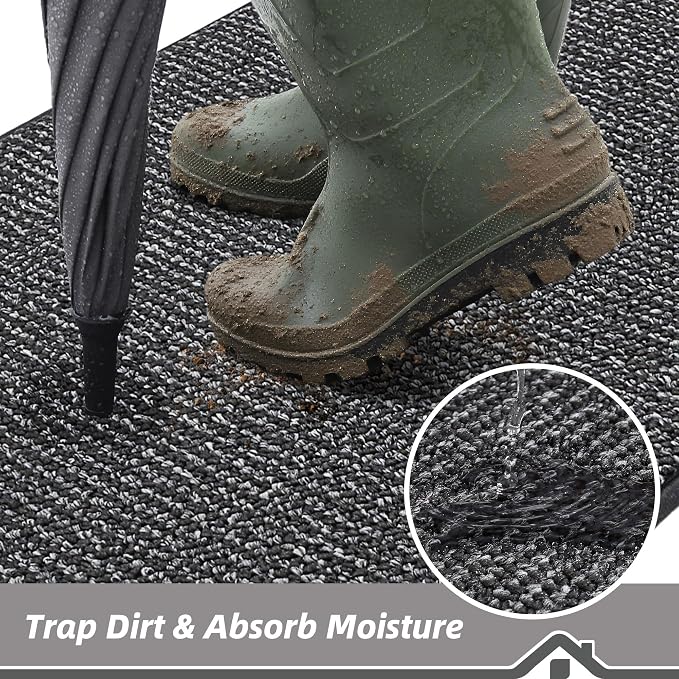 BEQHAUSE Dirt Trapper Door Mat 24" x 36", Non-Slip Washable Doormats Entrance - Image 3