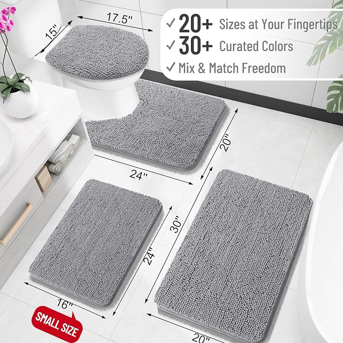 OLANLY Small Bathroom Rugs 24x16, Extra Soft Absorbent Chenille Bath Rugs - Image 2