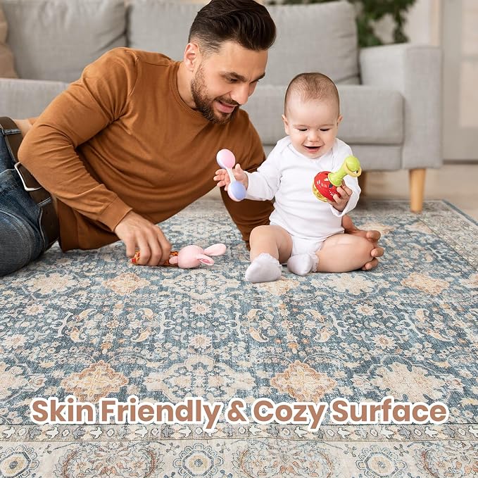 Vintage Living Room Area Rug 7x9 - Image 4