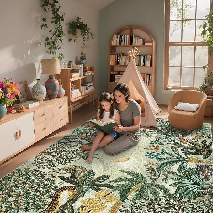 GarveeHome 6x9 Area Rug Jungle Green Washable Rugs - Image 2