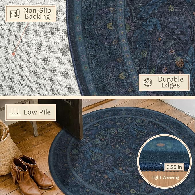 Washable 8ft Large Round Area Rug - Image 5