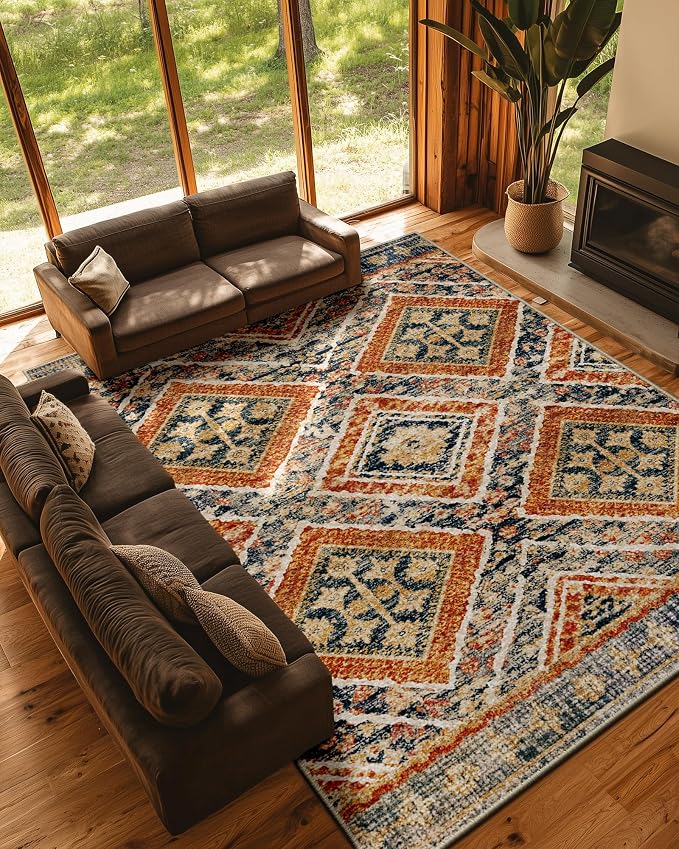 BESTSWEETIE Area Rug 9x12 Rug Machine Washable Non-Slip Low Pile Print Pattern by BESTSWEETIE