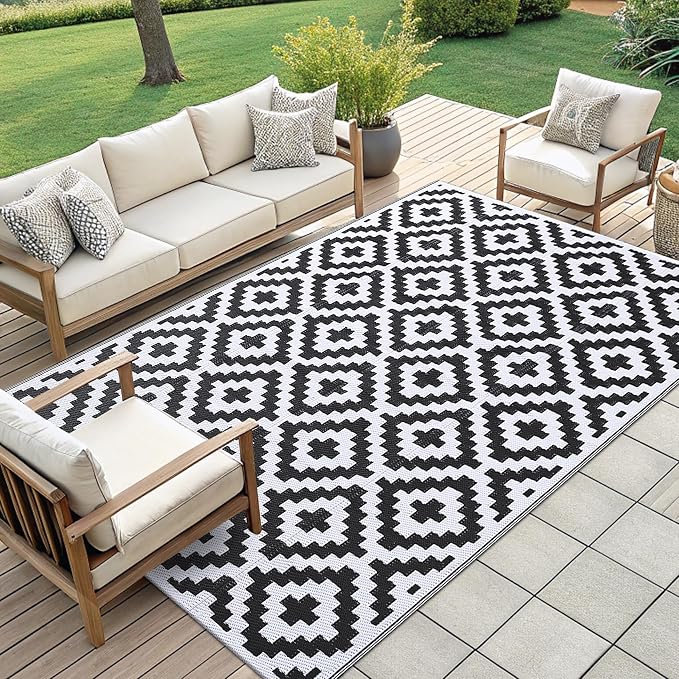 Smiry Waterproof Outdoor Rug 9X18 ft, Reversible Plastic Straw Patio Camping - Image 7