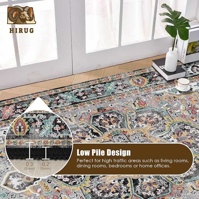 Washable Area Rug 8' x 10' Vintage Traditional Persian Mat - Image 5