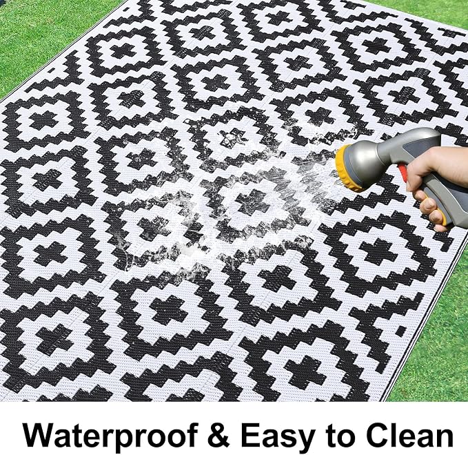 Smiry Waterproof Outdoor Rug 6x9 ft, Reversible Plastic Straw Patio Camping Rugs - Image 2