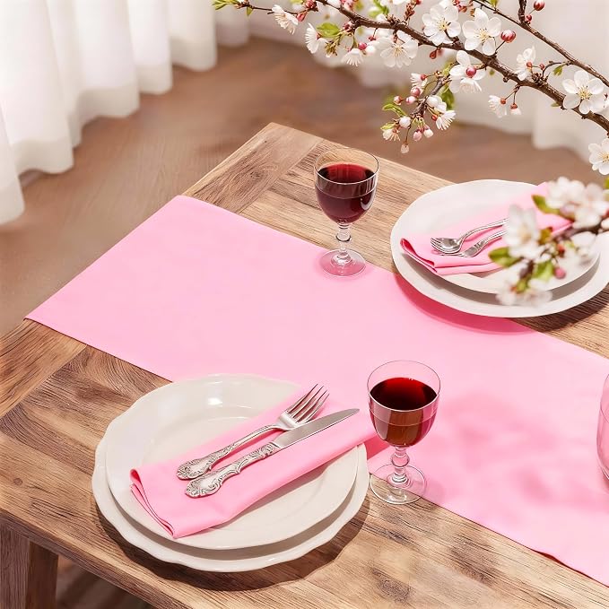 FOLINS&HOME Pink Waterproof Decorative Table Runner 48 Inches Long | 210GSM - Image 2