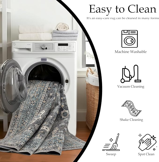 Ruaruarug Washable Area Rug 2x3, Non Slip, Stain & Fade Resistant, Pet & Kids - Image 3
