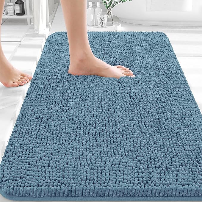 OLANLY Bathroom Rugs 32x20, Extra Soft Absorbent Chenille Bath Rugs, Rubber by OLANLY