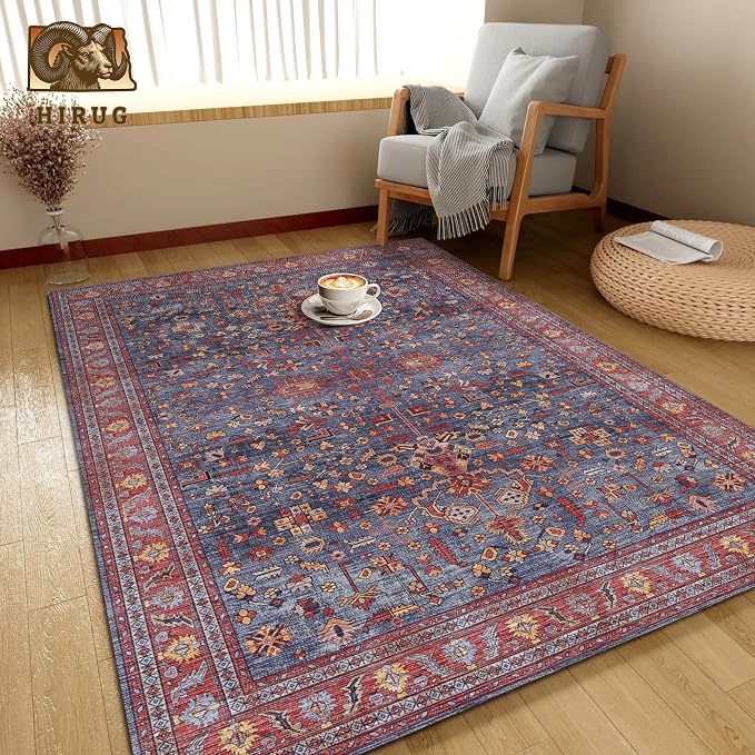 Washable Area Rug 6' x 9' Vintage Traditional Persian Mat - Image 4
